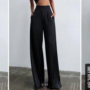 Commense women’s wide leg satin pants, size M, black. NWT